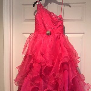 Hot Pink girls floor length dress size 10/12